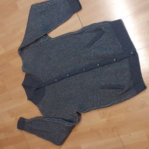 BUTTON FRONT PURE NEW WOOL Jacket KNIT MOCKNECK  2POCKETS, M with MEASUREMENT